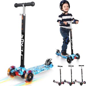 3 Wheels Kids Mini Kick Scooter with LED Flashing Wheels