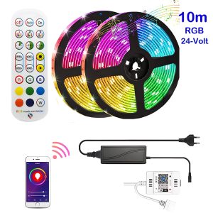 RiXME 10m LED Strip Lights RGB With Voice and Music Sync APP & Remote Control 24-Volt