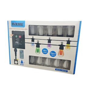RiXME 10-m Outdoor Solar String Lights Waterproof IP67 10-Bulbs RGB Lights - Image 8