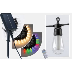 RiXME 10-m Outdoor Solar String Lights Waterproof IP67 10-Bulbs RGB Lights - Image 4