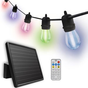 RiXME 10-m Outdoor Solar String Lights Waterproof IP67 10-Bulbs RGB Lights - Image 6