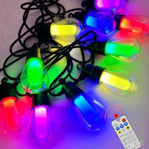 RiXME 10-m Outdoor Solar String Lights Waterproof IP67 10-Bulbs RGB Lights - Image 12