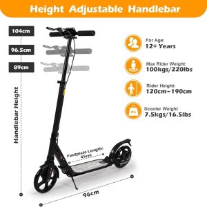 Big Wheels Scooter for Adults with Disc Brakes and Double Shock Absorption - Image 3