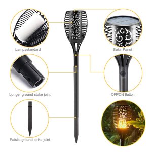 1-Piece 96-LED Waterproof Solar Flame Torch Lights For Outdoors - Image 4