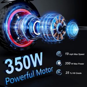 Lenzod Folding Electric Scooter for Adults - 25 km/h , 350W Motor, 8.5" Solid Tires with App Control & Dual Brake System - Image 6