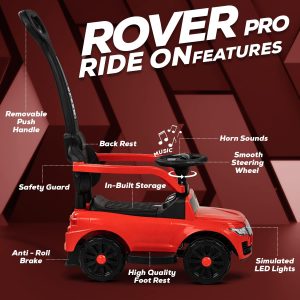 1-3 Years Rover Push Ride on Baby Car, with Parents Push Bar Control & Unnder-seat Box (W60 x D43 x H90)cm - Image 7