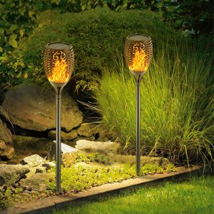 1-Piece 96-LED Waterproof Solar Flame Torch Lights For Outdoors - Image 5
