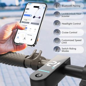 Lenzod Folding Electric Scooter for Adults - 25 km/h , 350W Motor, 8.5" Solid Tires with App Control & Dual Brake System - Image 3