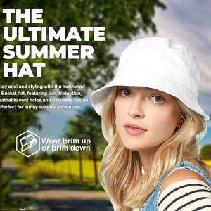 Unisex 100% Cotton Foldable Bucket Beach Sun Hat - Image 6