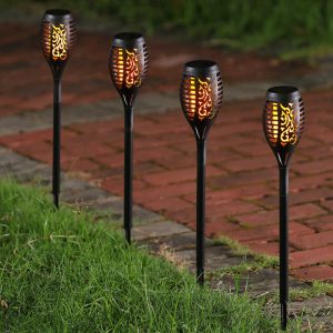 1-Piece 96-LED Waterproof Solar Flame Torch Lights For Outdoors - Image 9