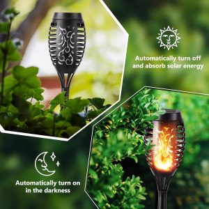 1-Piece 33-LED Waterproof Solar Flame Torch Lights For Outdoors - Image 6