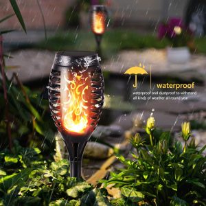 1-Piece 96-LED Waterproof Solar Flame Torch Lights For Outdoors - Image 10