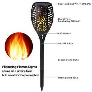 1-Piece 33-LED Waterproof Solar Flame Torch Lights For Outdoors - Image 9