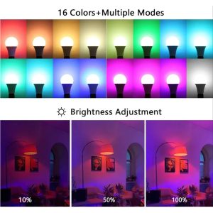 RiXME E27 RGB LED Coloured Light Bulb,5W Colour Changing Dimmable Edison Screw lamp with IR Remote Control - Image 6