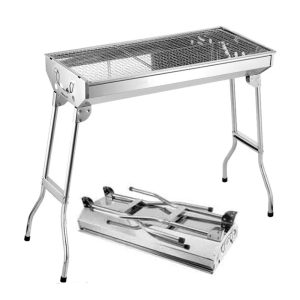 430 Stainless Steel Foldable Portable Barbecue Grill With Two Grilling Panel For Outdoors  (W73 x D34 x H70)cm