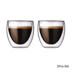 2-Pieces Luxury Double Walled Espresso Coffee Cups - 80ml