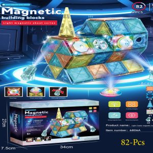 Deluxe 3D Light-Up Magnetic Building Blocks - 82pcs