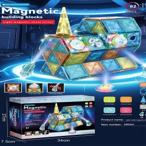 Deluxe 3D Light-Up Magnetic Building Blocks - 82pcs