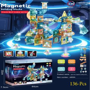 Deluxe 3D Light-Up Magnetic Building Blocks - 136pcs