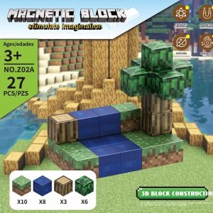 27-Pcs Magnetic Blocks Build Mine Magnet World Set for Boys & Girls
