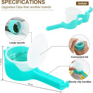 4-Pieces Bag Clips for Food Storage Sealing Clips with Pour Spouts - Image 6