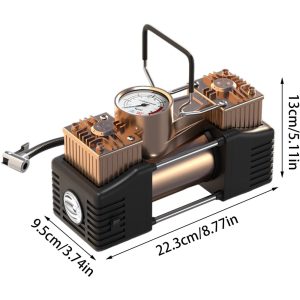 Electric Air Pump, Tyre Inflator, 12-V Dual Cylinder Gas Generator with Pressure Measurement and Lighting - Image 4
