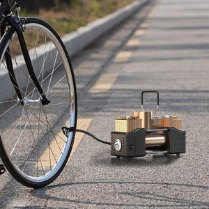 Electric Air Pump, Tyre Inflator, 12-V Dual Cylinder Gas Generator with Pressure Measurement and Lighting - Image 8