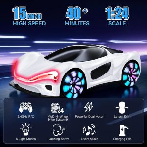 Remote Control Car,RC Drift Car 2.4GHz 360° Rotate RC Cars with Cool Lights, Music & Spray Effects - Image 9