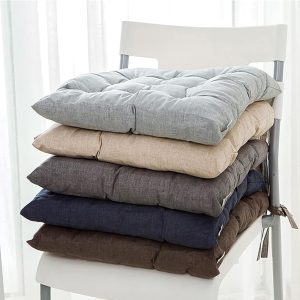 Linen Chair Cushions 40 x 40 cm Pillow with Soft Laces