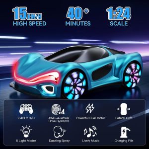 Remote Control Car,RC Drift Car 2.4GHz 360° Rotate RC Cars with Cool Lights, Music & Spray Effects - Image 6