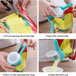4-Pieces Bag Clips for Food Storage Sealing Clips with Pour Spouts - Image 9