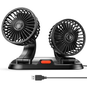 USB Plug Car Cooling Fan , Vehicle Fan Dual-Head