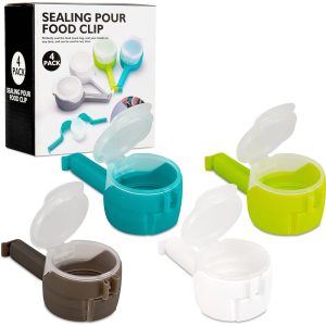 4-Pieces Bag Clips for Food Storage Sealing Clips with Pour Spouts