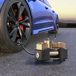 Electric Air Pump, Tyre Inflator, 12-V Dual Cylinder Gas Generator with Pressure Measurement and Lighting - Image 7