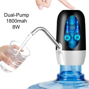 8W Dual-Pump 1800mAh DC-5V Water Pump Dispenser With 304 Stainless Steel Hose