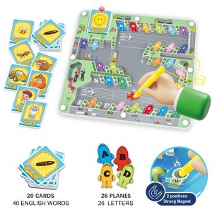Magnetic Running Pen Alphabet Letter Tracing Board Traffic Puzzle Learning Board - Airplaine