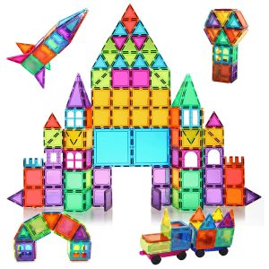 100-Pcs 3D Set Clear Colors Magnetic Building Toy Magnet Blocks Kids