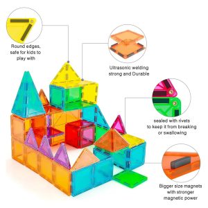 74-Pcs 3D Set Clear Colors Magnetic Building Toy Magnet Blocks Kids