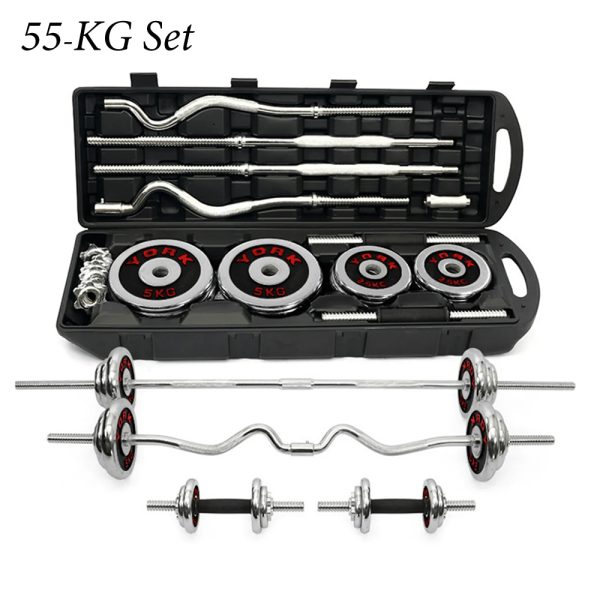 55-KG 2-in-1 Adjustable Chrome Plated Dumbbells Set Used as
