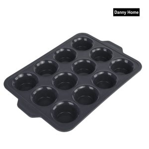 Danny Home High Quality Silicone Muffin Baking Pan & Cupcake Tray 12 Cup 39.8cmx26.5cmx3.5cm