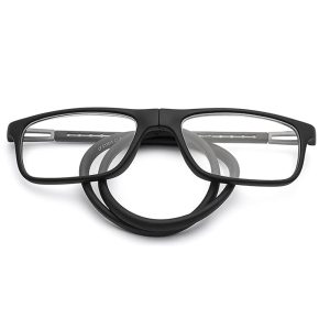 High-Quality Magnetic Hanging Rubber Neck Reading Eye Glasses - Black