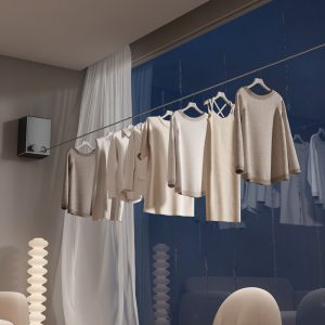 Laundry Line, 4.2M Non-Sagging Clothes Drying Line with Retractable Stainless Steel String for Hanging Drying Laundry
