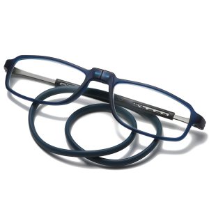 High-Quality Magnetic Hanging Rubber Neck Reading Eye Glasses - Blue