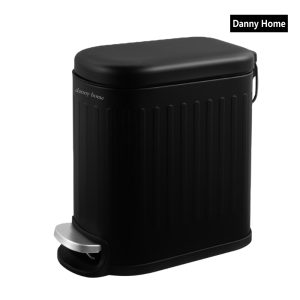Danny Home 5-Liter Stainless Steel Trash Can with Lid and Pedal - Black