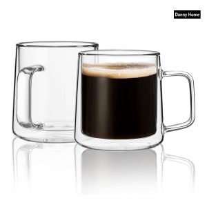 300ml 2-Pcs Danny Home High-Quality Clear Glass Mug Set