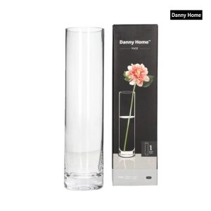 Danny Home Clear Glass Plant Vase 20-cm
