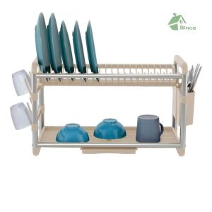 Binca Aluminum 2-Tier Dish Drying Rack 61-cm ( Beige )