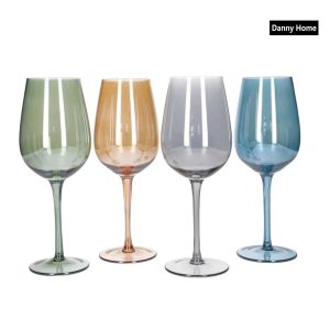 Danny Home Premium Quality Colored Crystal 4-Pcs Wine Glasses