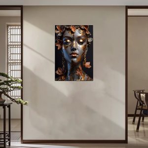 Wall Art Golden Woman For Living Room 60x80cm