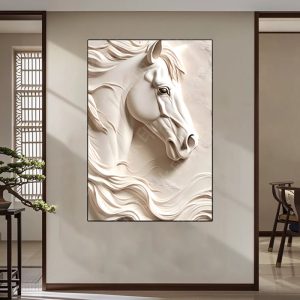 Wall Art White Horse For Living Room 80x120cm